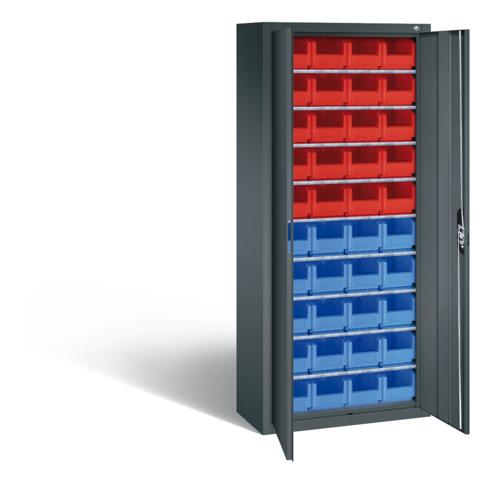 Produktbild C+P Magazinschrank mit 40 Sichtlagerkästen anthrazit 700 x 300 x 1690 mm bild 2