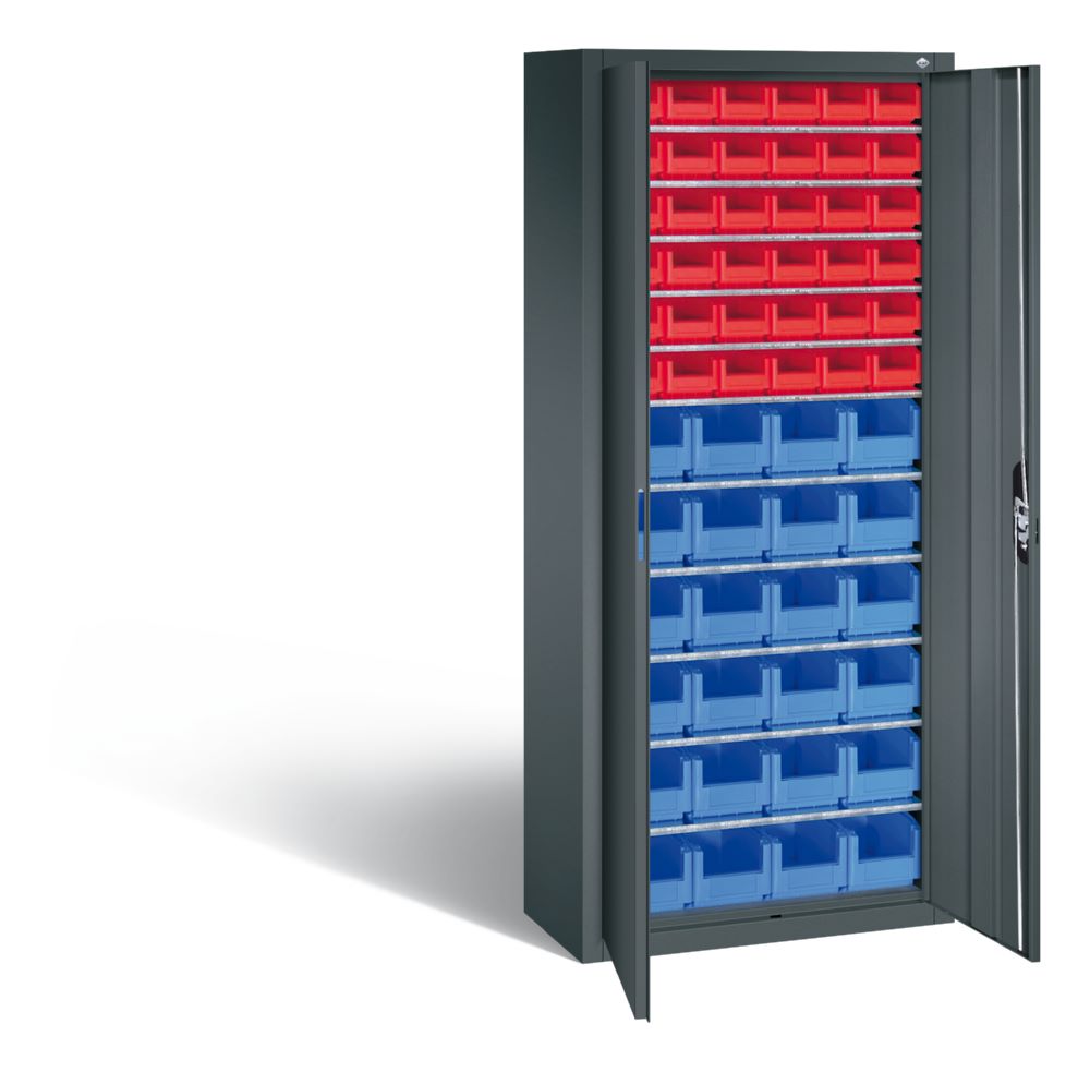 Produktbild C+P Magazinschrank Serie 13 mit 60 Lagerkästen anthrazit 700 x 300 x 1690 mm bild 2