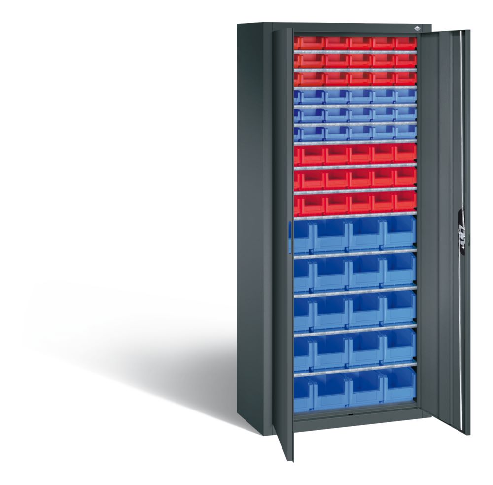 Produktbild C+P Magazinschrank Serie 13 mit 74 Lagerkästen dunkelgrau 700 x 300 x 1690 mm bild 2