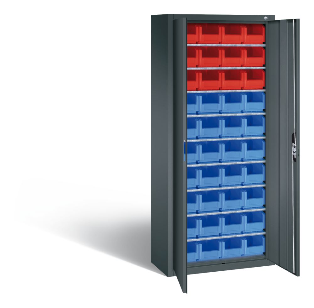Produktbild C+P Magazinschrank aus Stahl mit Lagerkästen anthrazit 700 x 300 x 1690 mm bild 2