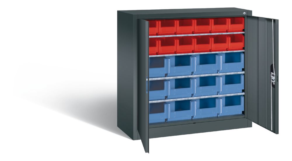 Produktbild C+P Magazinschrank 24 Lagerkästen 2 Stahltüren anthrazit 1000 x 420 x 1000 mm bild 2
