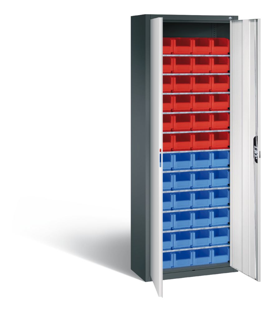 Produktbild C+P Magazinschrank mit 48 verschiedenen Lagerkästen lichtgrau 700 x 300 x 1985 mm bild 2