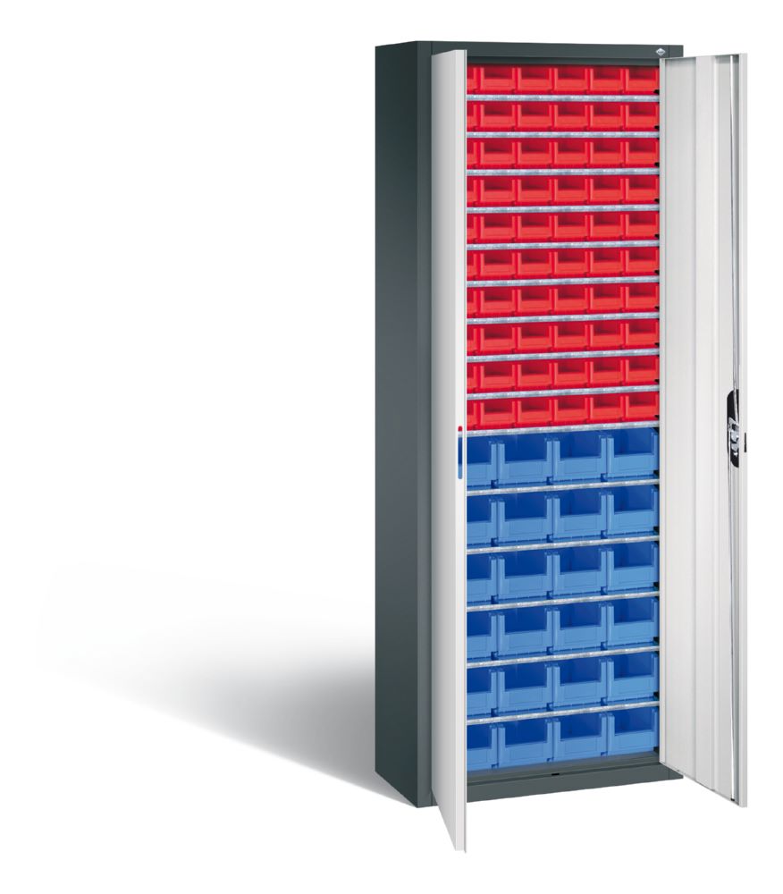 Produktbild C+P Magazinschrank mit 84 Lagerkästen Türen in hellgrau 700 x 300 x 1980 mm bild 2