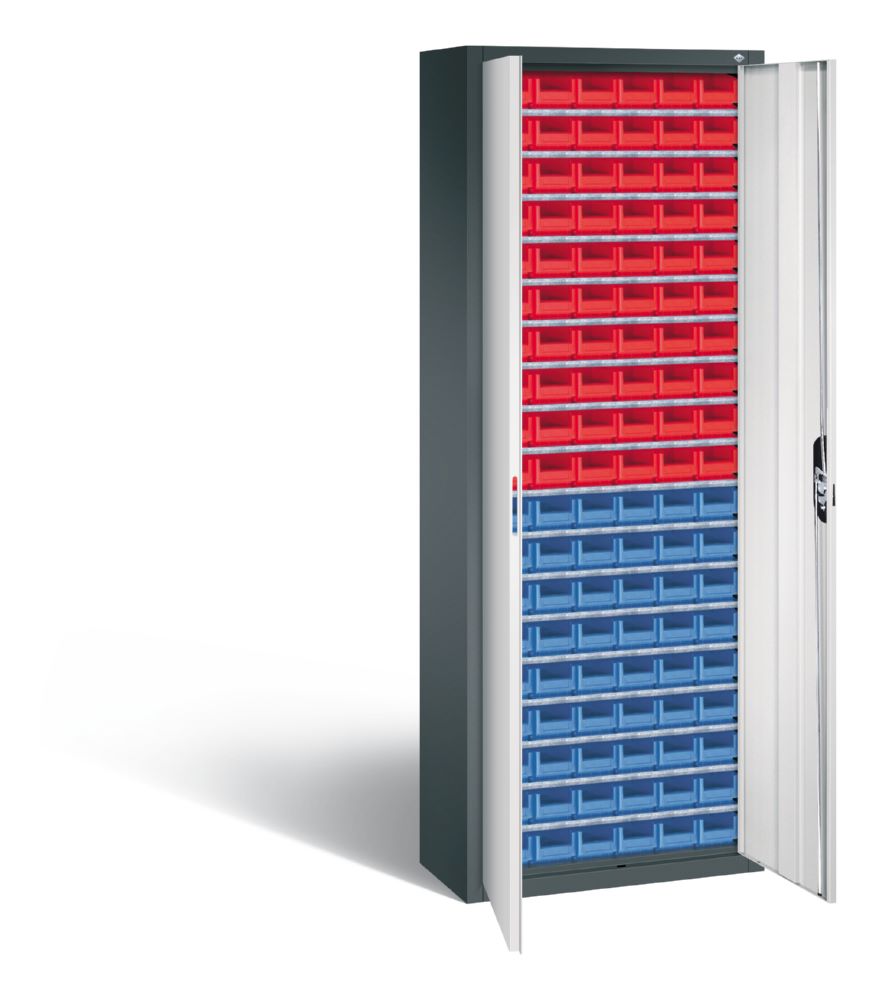 Produktbild C+P Magazinschrank aus Serie 13 mit Lagerkästen grau lichtgrau 700 x 300 x 1980 mm bild 2