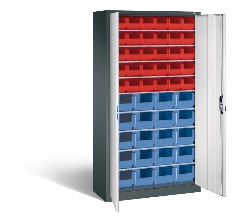 Produktbild C+P Großer Magazinschrank 50 Sichtlagerkästen anthrazitgrau 1000 x 420 x 1980 mm bild 2