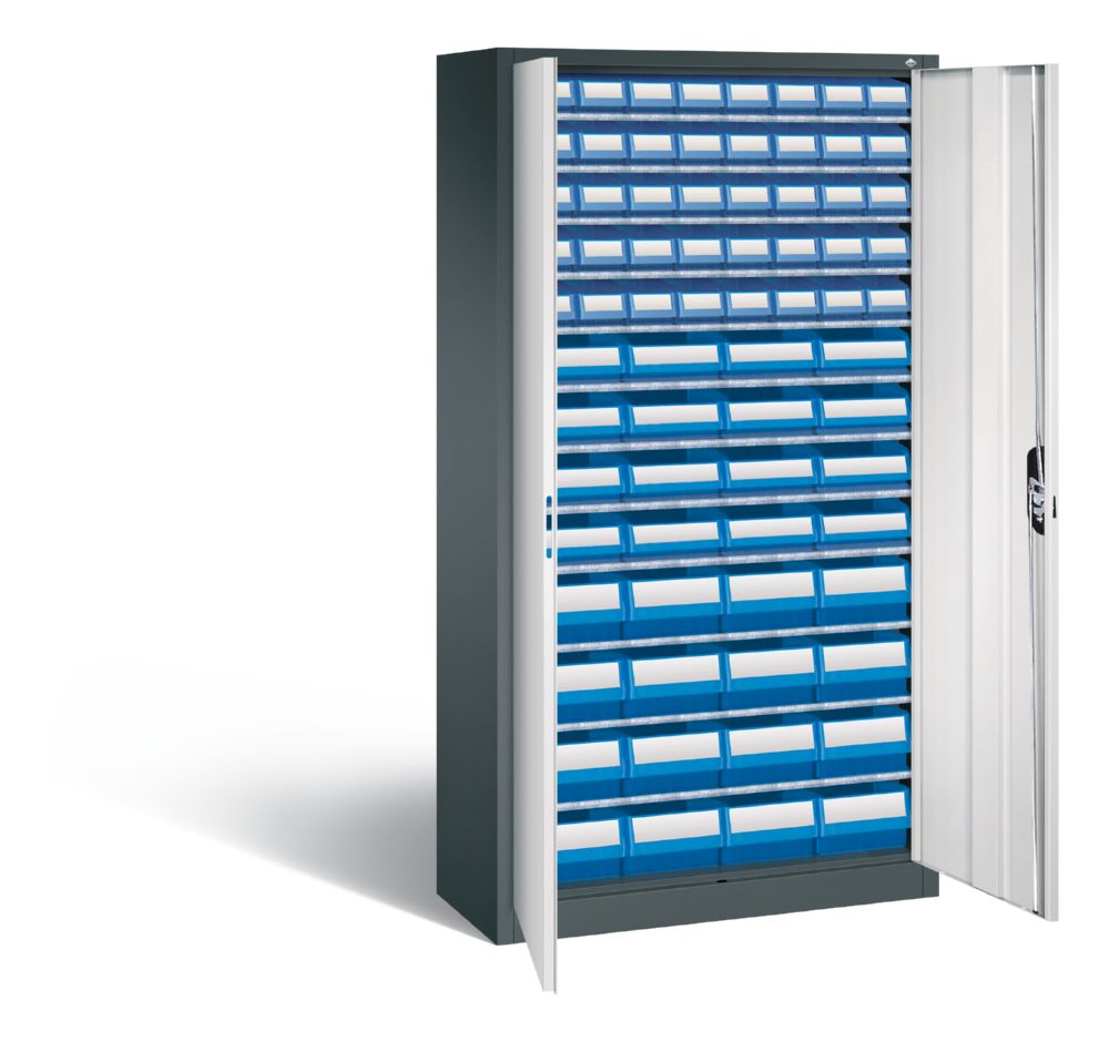 Produktbild C+P Magazinschrank mit 72 Sichtlagerkästen H 1980 mm anthrazit lichtgrau bild 2