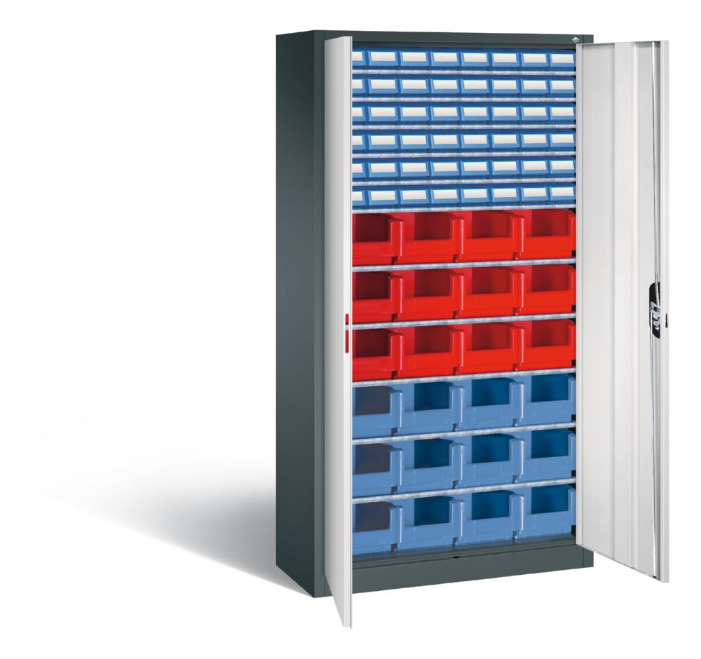 Produktbild C+P Magazinschrank 72 verschiedene Sichtlagerkästen grau 1000 x 420 x 1980 mm bild 2