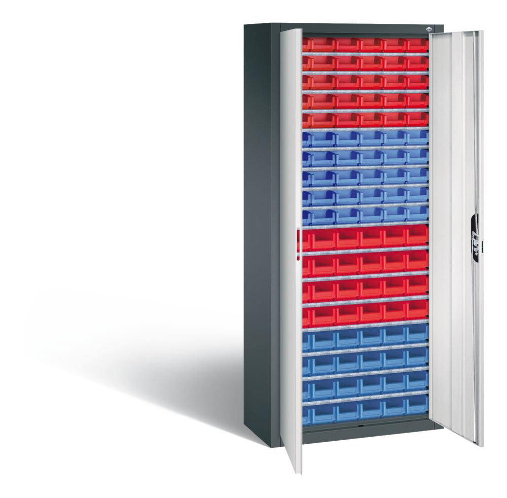 Produktbild C+P Magazinschrank 108 Sichtlagerkästen anthrazit lichtgrau 700 x 300 x 1690 mm bild 2