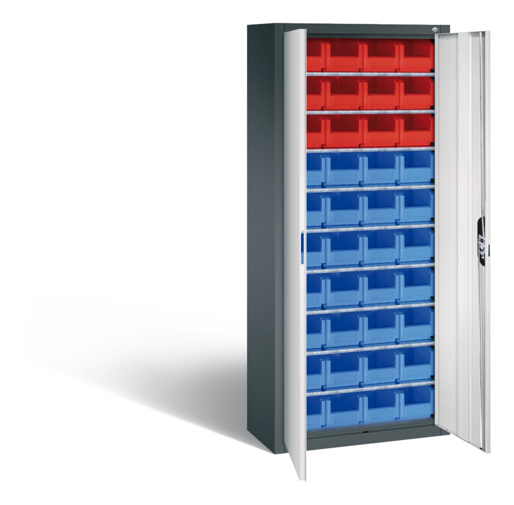 Produktbild C+P Magazinschrank inklusive Lagerkästen grau lichtgrau 700 x 300 x 1690 mm bild 2