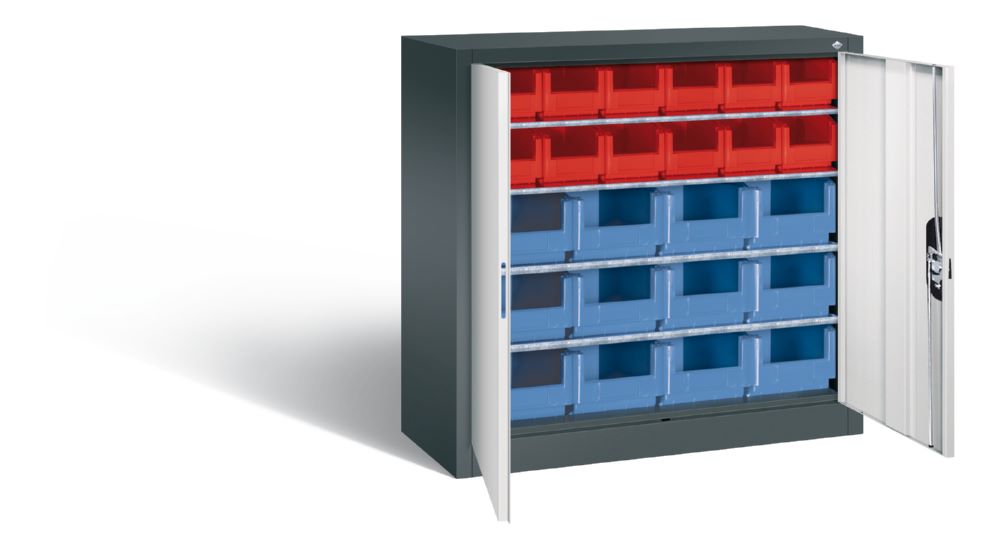 Produktbild C+P Magazinschrank 24Lagerkästen 2 Stahltüren lichtgrau 1000 x 420 x 1000 mm bild 2