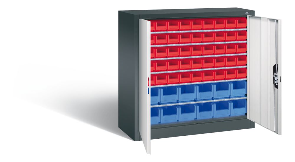 Produktbild C+P Magazinschrank 57 Lagerkästen Türen in lichtgrau 1000 x 420 x 1000 mm bild 2