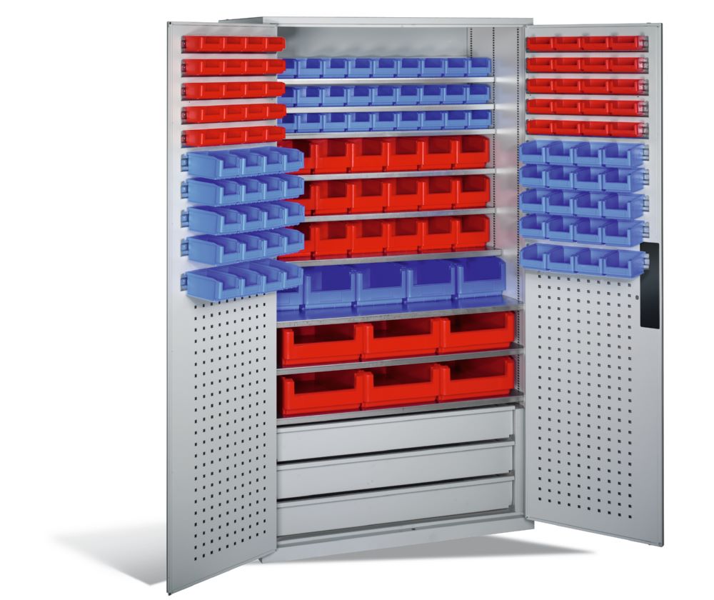 Produktbild C+P Magazinschrank mit 142 Sichtlagerkästen 1950 x 1100 x 535 mm lichtgrau bild 2