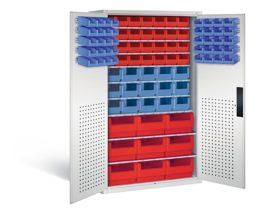 Produktbild C+P Magazinschrank mit 92 Sichtlagerkästen 1950 x 1100 x 535 mm lichtgrau bild 2
