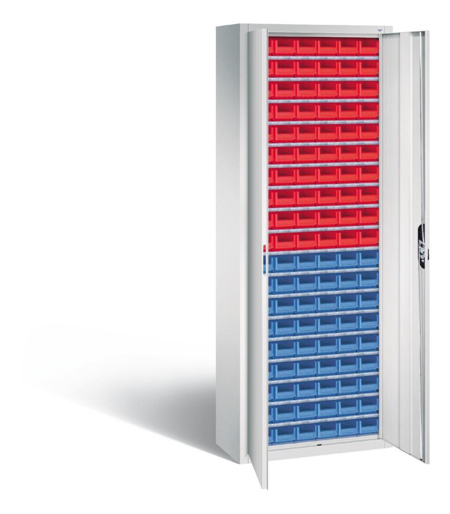 Produktbild C+P Magazinschrank aus Serie 13 mit 114 Lagerkästen lichtgrau 700 x 300 x 1980 mm bild 2