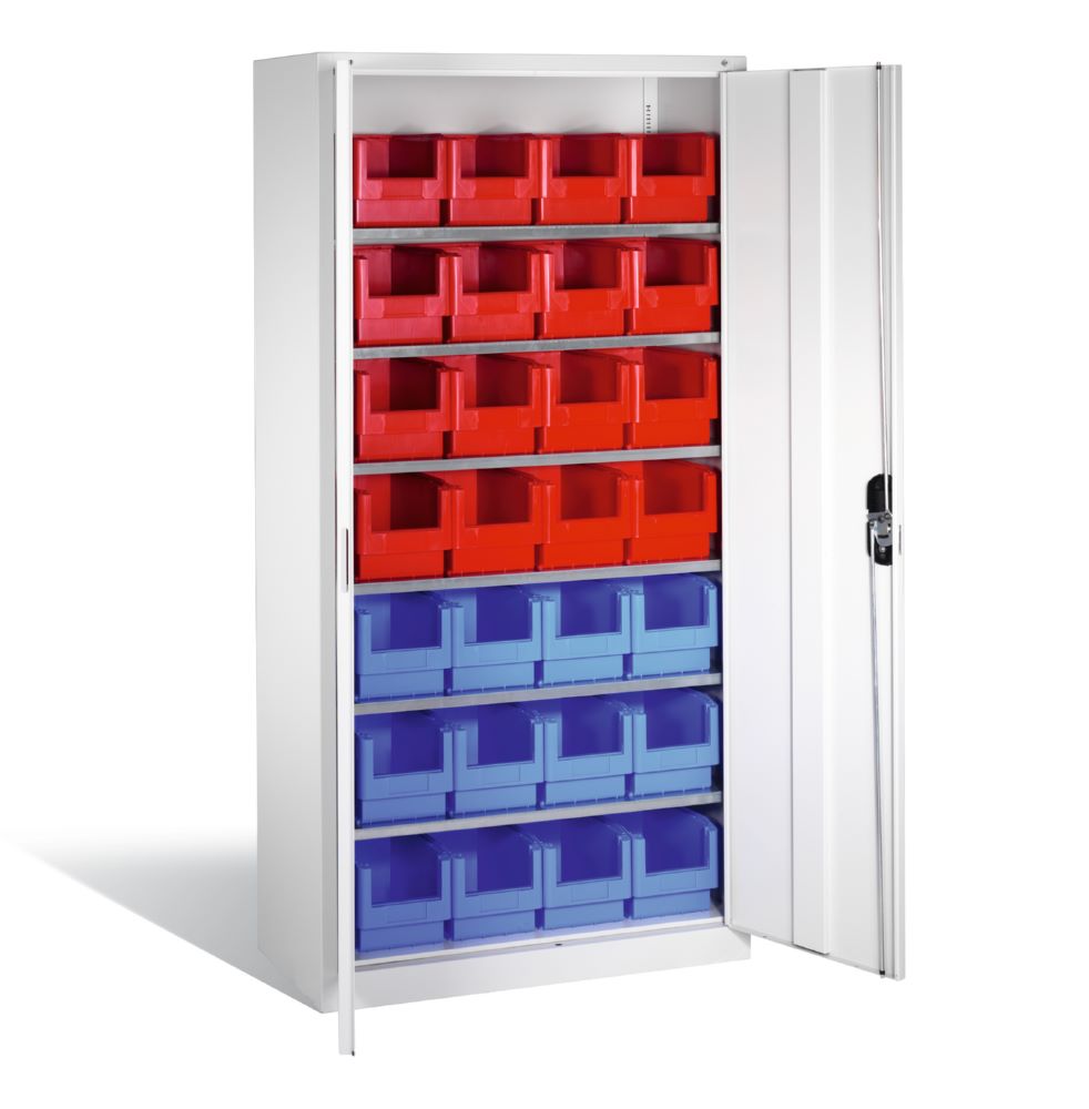 Produktbild C+P Magazinschrank 28 Lagerkästen Stahltüren in lichtgrau 1000 x 420 x 1980 mm bild 2