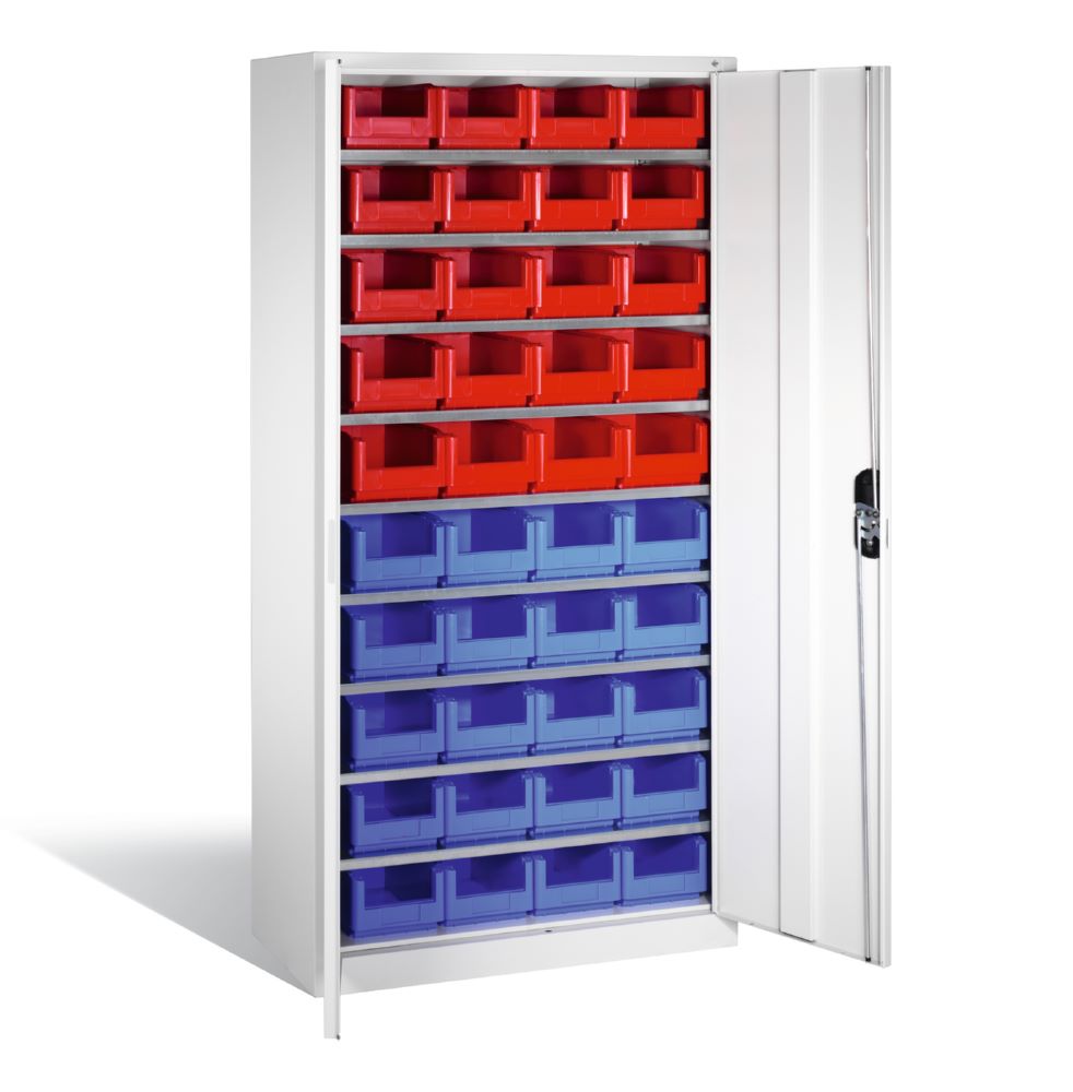 Produktbild C+P Großer Magazinschrank mit 40 Sichtlagerkästen lichtgrau 1000 x 420 x 1980 mm bild 2