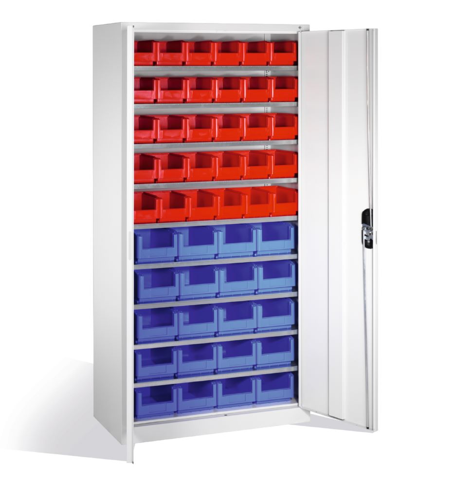 Produktbild C+P Magazinschrank mit 50 Sichtlagerkästen lichtgrau 1000 x 420 x 1980 mm bild 2