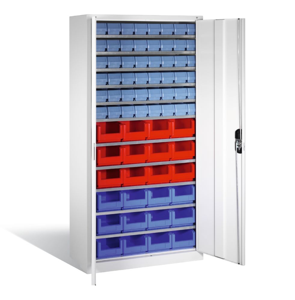 Produktbild C+P Magazinschrank 72 verschiedene Sichtlagerkästen lichtgrau 1000 x 420 x 1980 mm bild 2