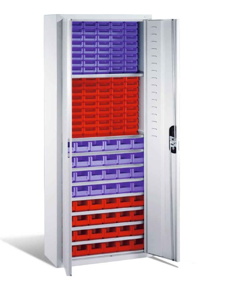 Produktbild C+P Magazinschrank 138 Lagerkästen Stahltüren in hellgrau 700 x 300 x 1690 mm bild 2