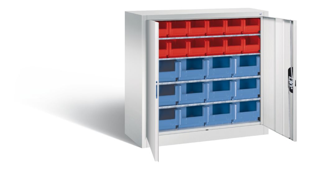 Produktbild C+P Magazinschrank mit Lagerkästen und Stahltüren lichtgrau 1000 x 420 x 1000 mm bild 2