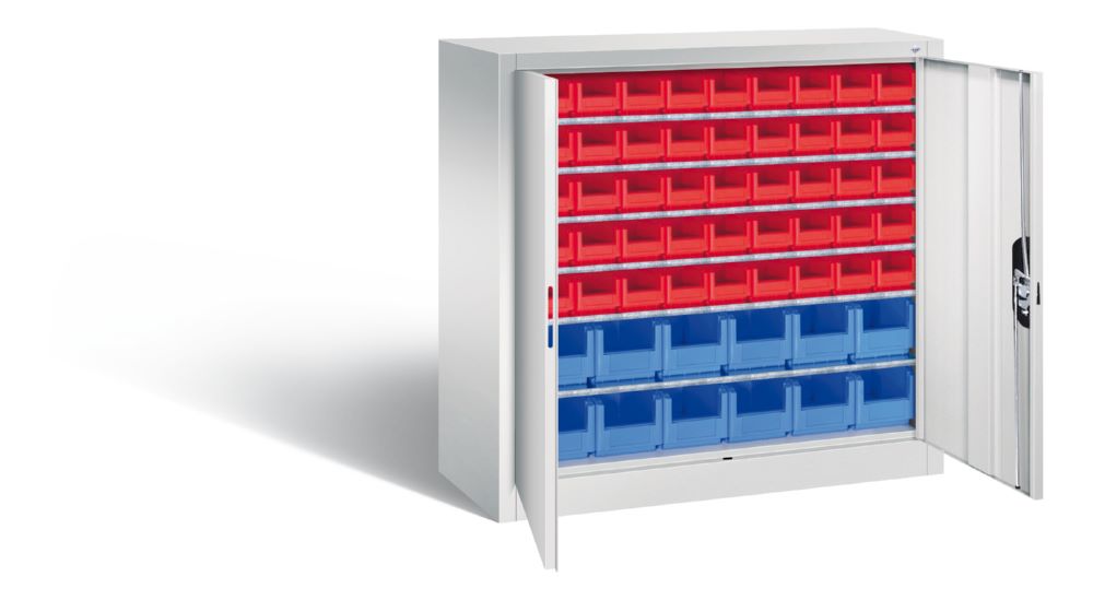 Produktbild C+P Magazinschrank mit 57 Lagerkästen 6 Böden lichtgrau 1000 x 420 x 1000 mm bild 2