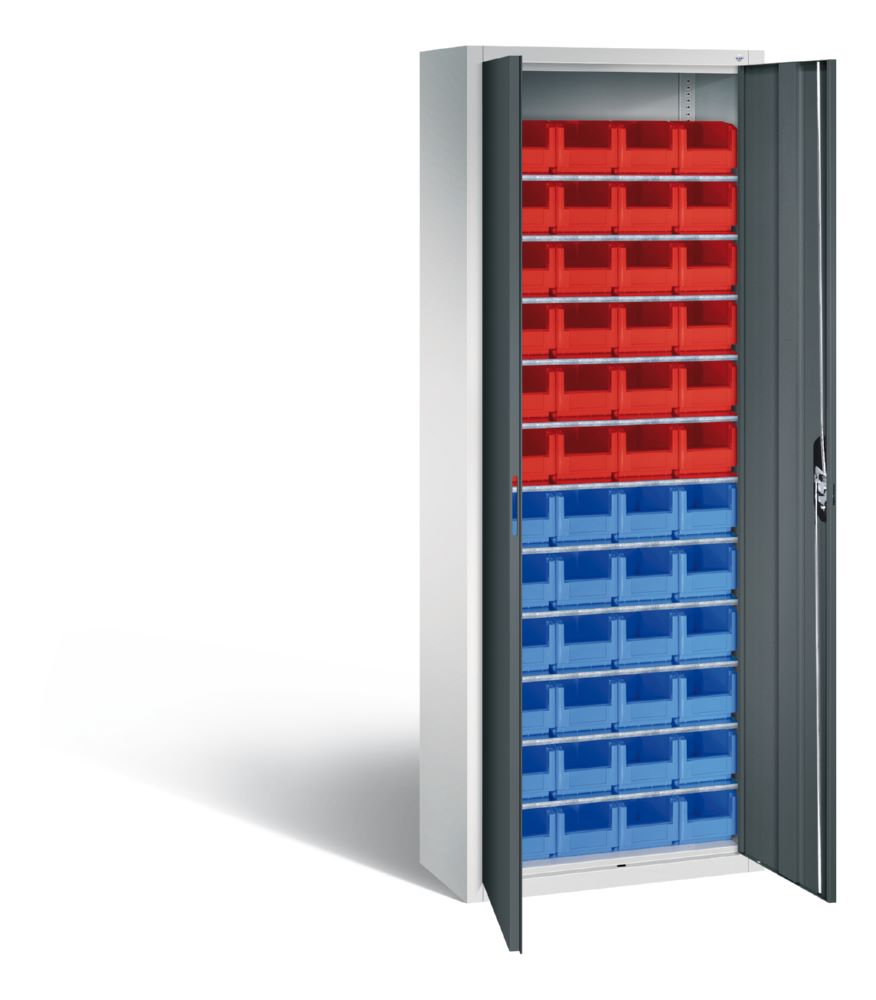 Produktbild C+P Magazinschrank mit Stahltüren 48 Lagerkästen anthrazit 700 x 300 x 1980 mm bild 2
