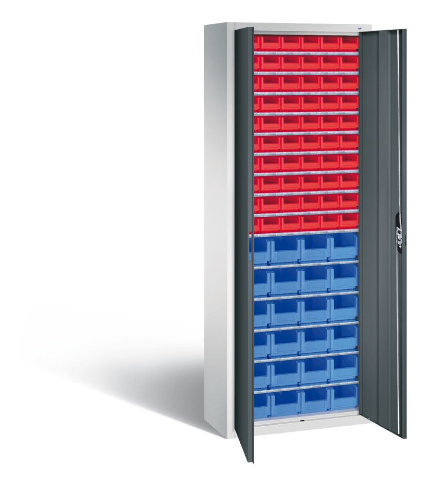 Produktbild C+P Magazinschrank mit 84 Lagerkästen Türen in dunkelgrau 700 x 300 x 1980 mm bild 2