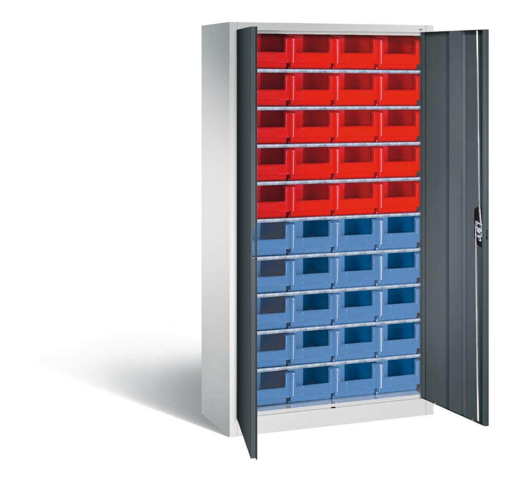 Produktbild C+P Großer Magazinschrank mit 40 Sichtlagerkästen anthrazitgrau 1000 x 420 x 1980 mm bild 2