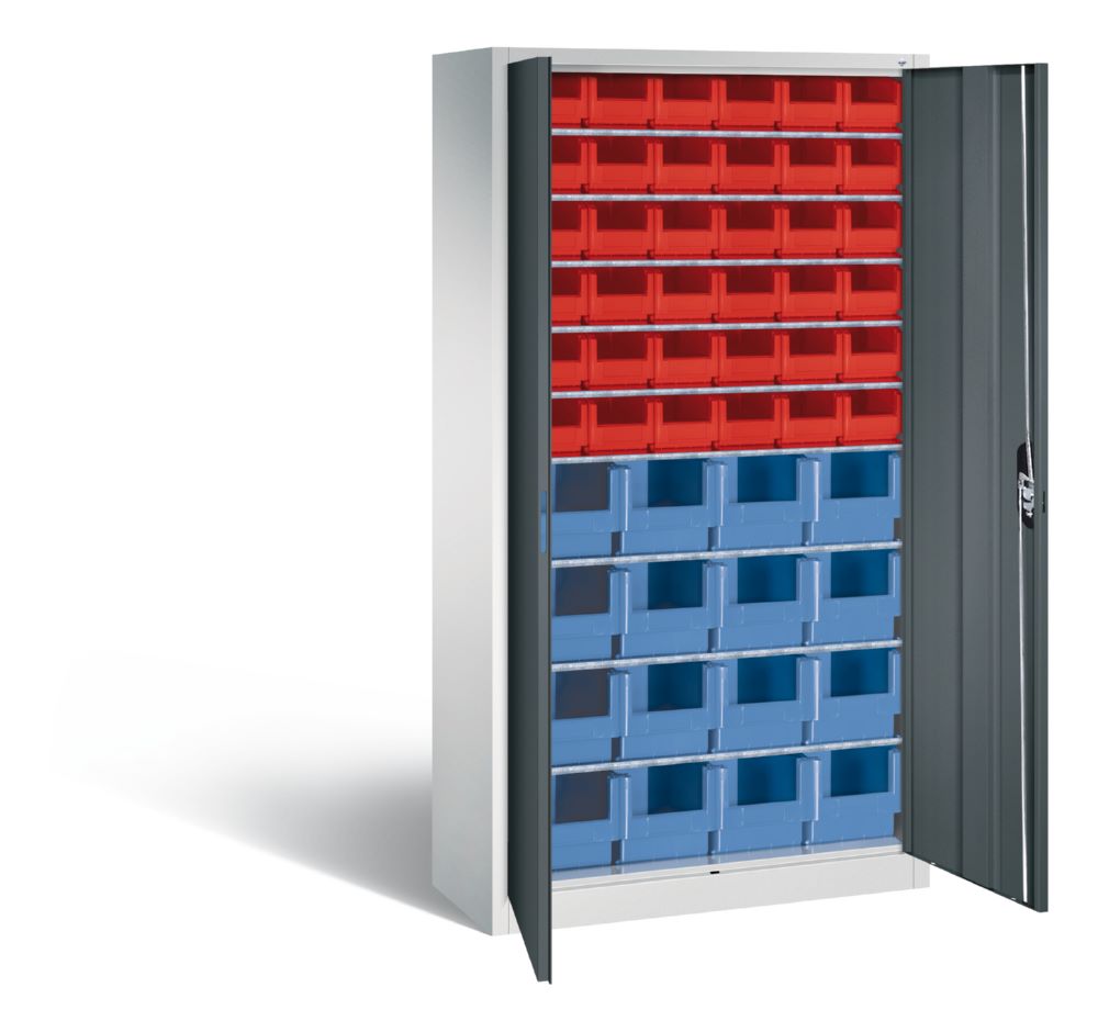 Produktbild C+P Magazinschrank mit 46 Lagerkästen anthrazit grau 1000 x 420 x 1980 mm bild 2