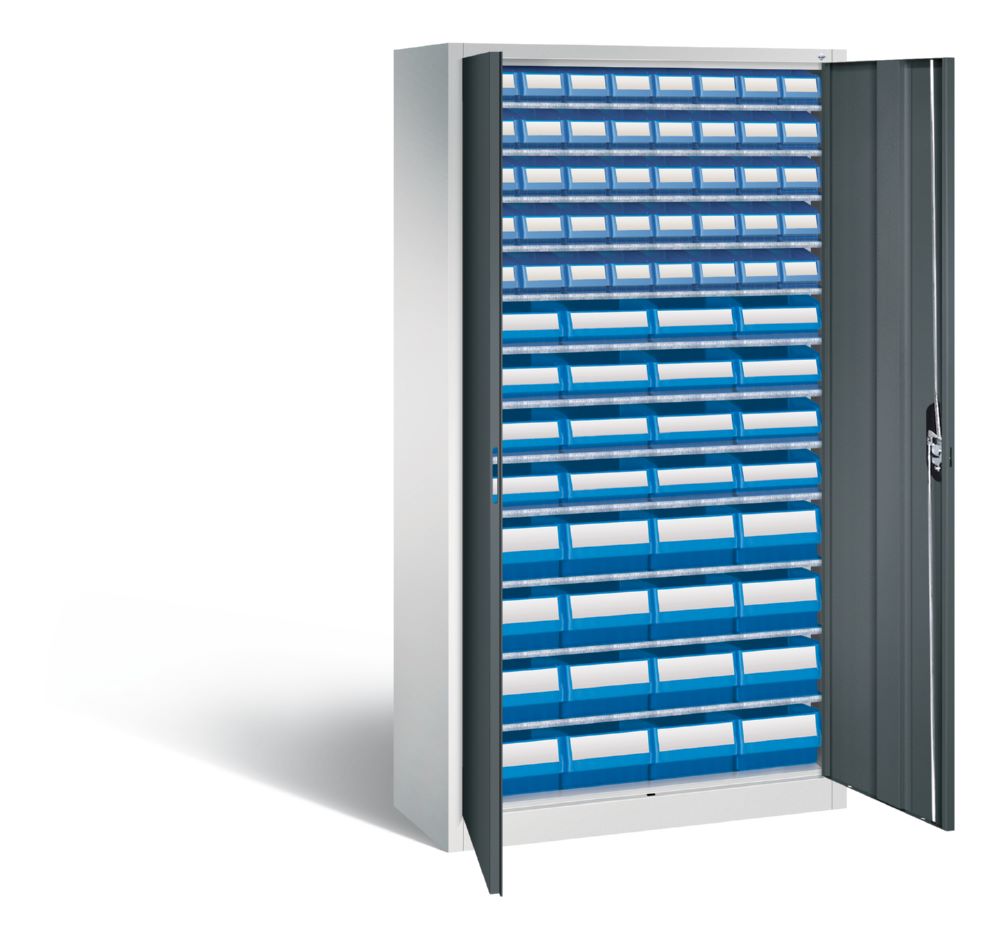 Produktbild C+P Magazinschrank mit 72 Sichtlagerkästen H 1980 mm lichtgrau anthrazit bild 2