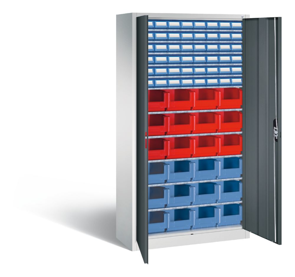 Produktbild C+P Magazinschrank 72 Lagerkästen Stahltüren in anthrazit 1000 x 420 x 1980 mm bild 2