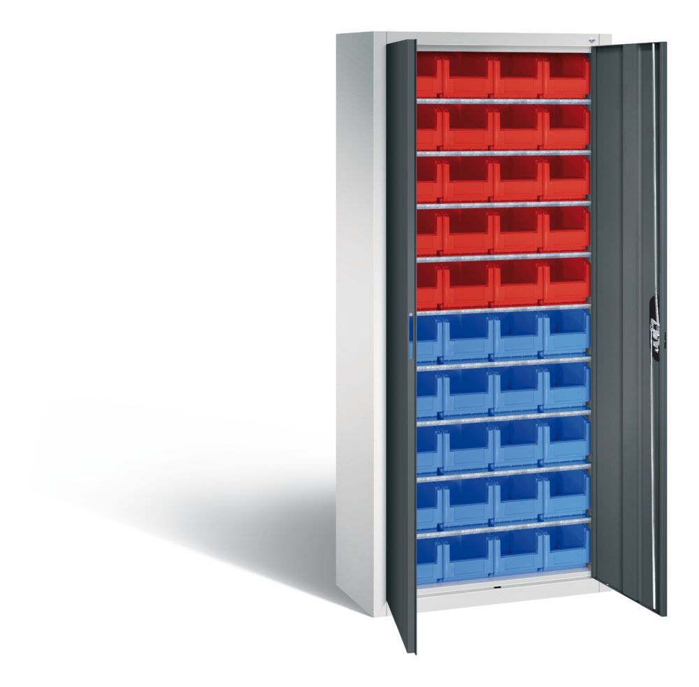 Produktbild C+P Magazinschrank mit 40 Sichtlagerkästen anthrazit 700 x 300 x 1690 mm bild 2