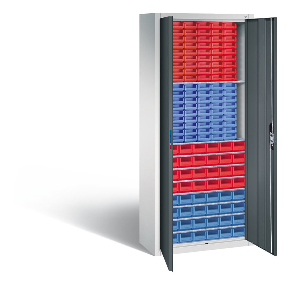 Produktbild C+P Magazinschrank 138 Lagerkästen Stahltüren in anthrazit 700 x 300 x 1690 mm bild 2