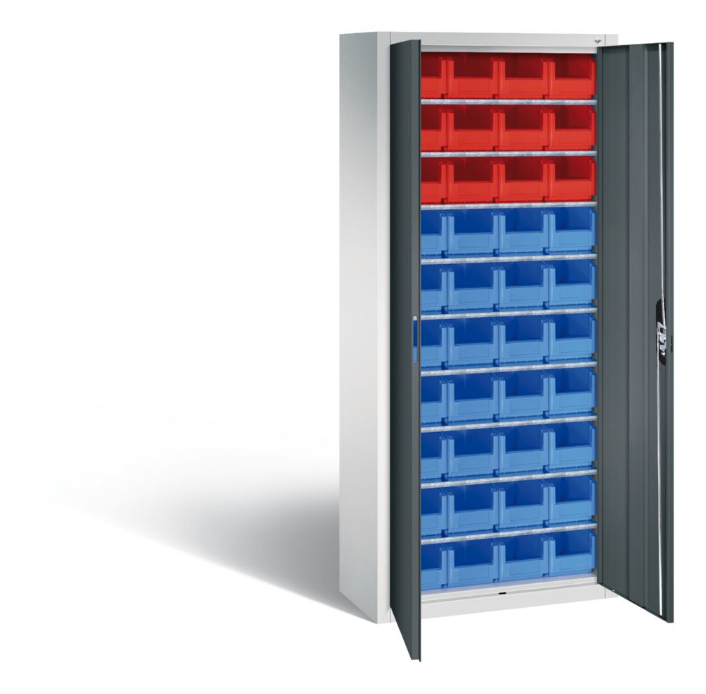 Produktbild C+P Magazinschrank aus Stahl mit Lagerkästen anthrazit 700 x 300 x 1690 mm bild 2