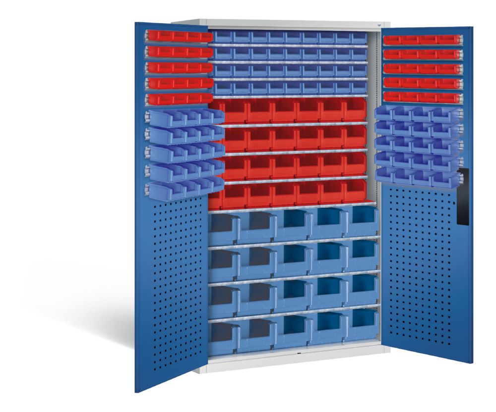 Produktbild C+P Magazinschrank mit 168 Sichtlagerkästen Höhe 1950 mm lichtgrau enzianblau bild 2