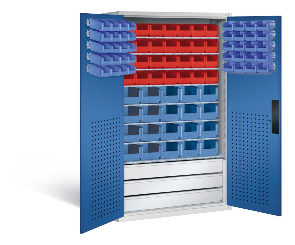 Produktbild C+P Magazinschrank 83 Sichtlagerkästen 1950 x 1100 x 535 mm lichtgrau enzianblau bild 2