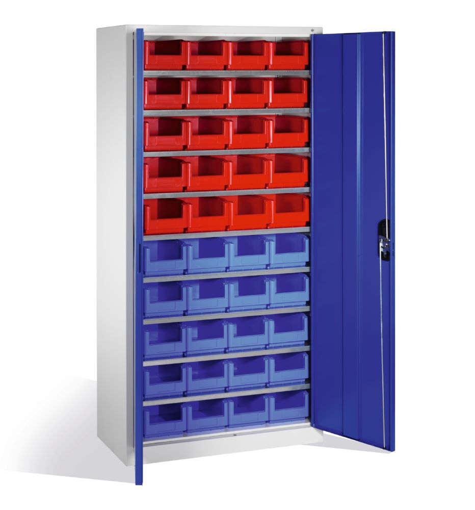 Produktbild C+P Großer Magazinschrank mit 40 Lagerkästen enzianblau 1000 x 420 x 1980 mm bild 2