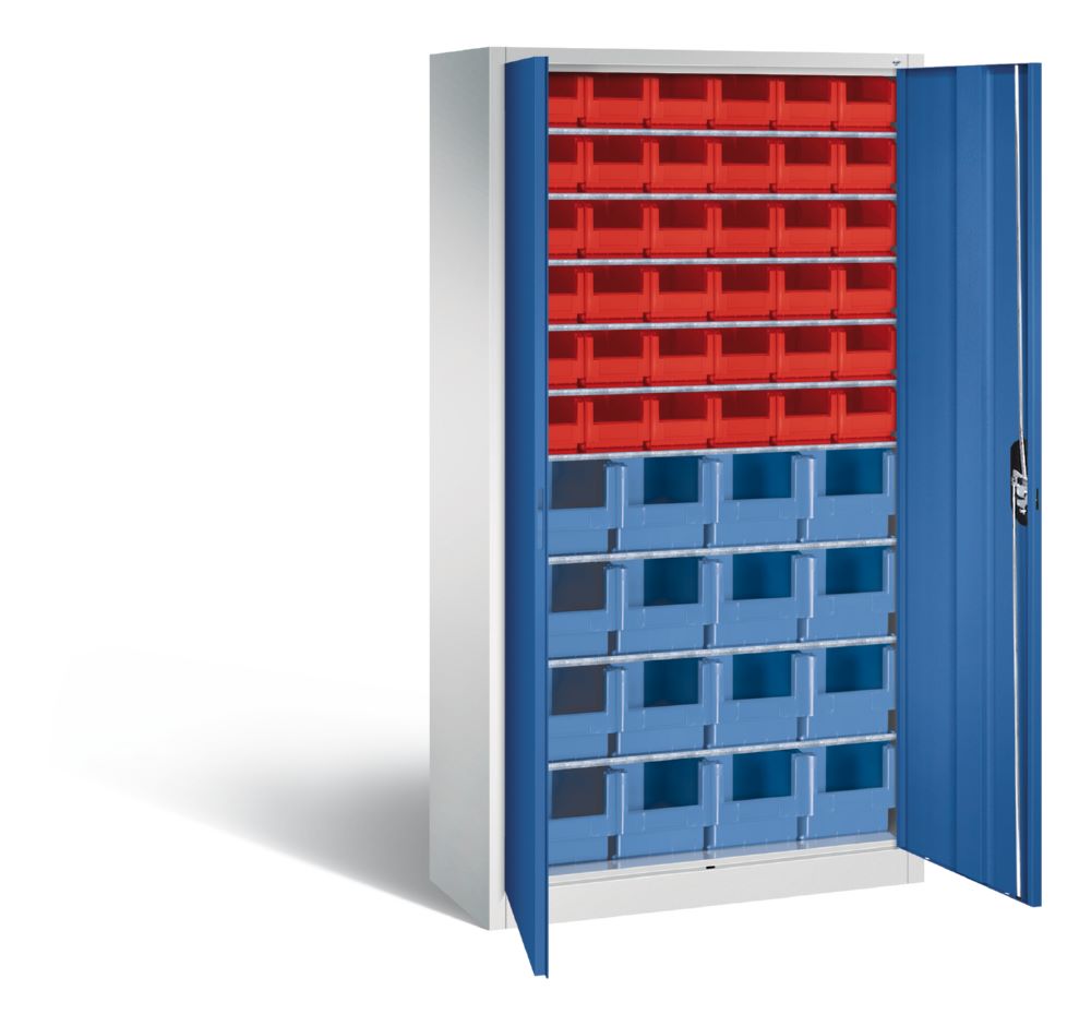 Produktbild C+P Magazinschrank mit 46 Sichtlagerkästen enzianblau grau 1000 x 420 x 1980 mm bild 2