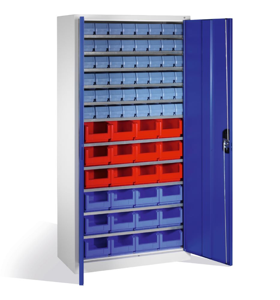 Produktbild C+P Magazinschrank mit 72 Lagerkästen in enzianblau 1000 x 420 x 1980 mm bild 2