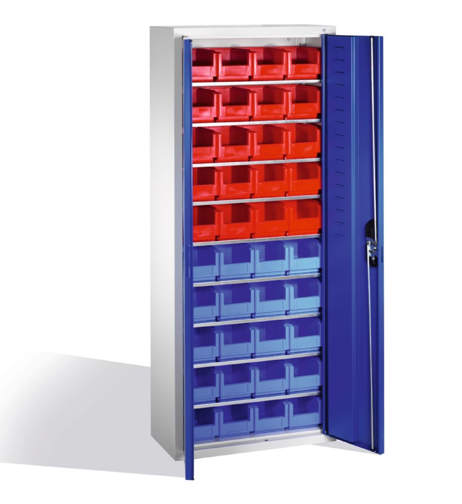 Produktbild C+P Magazinschrank aus Stahl mit Lagerkästen enzianblau 700 x 300 x 1690 mm bild 2
