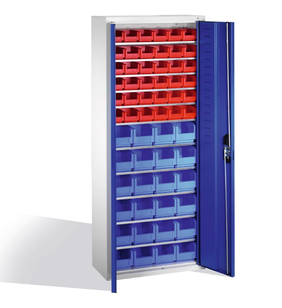 Produktbild C+P Magazinschrank mit 60 Sichtlagerkästen enzianblau 700 x 300 x 1690 mm bild 2