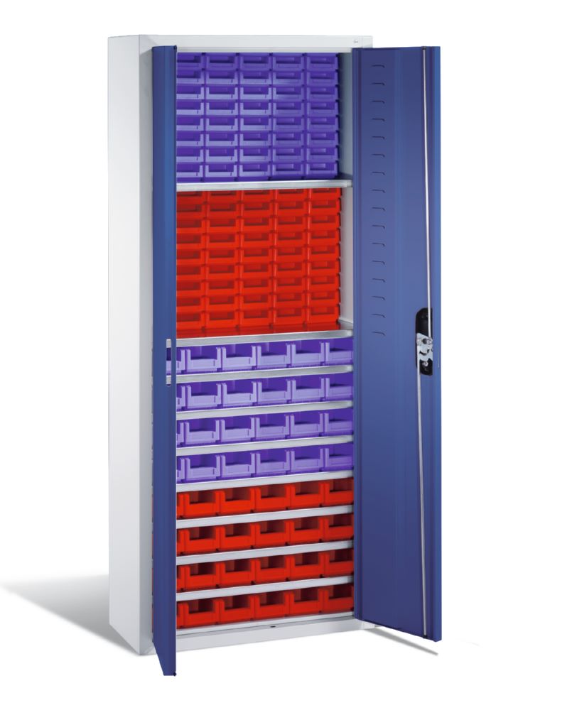 Produktbild C+P Großer Magazinschrank 138 Lagerkästen enzianblau grau 700 x 300 x 1690 mm bild 2
