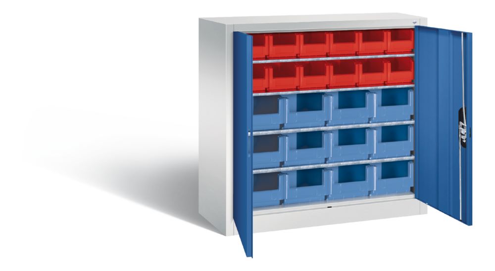 Produktbild C+P Magazinschrank aus Stahl 24 Lagerkästen enzianblau 1000 x 420 x 1000 mm bild 2