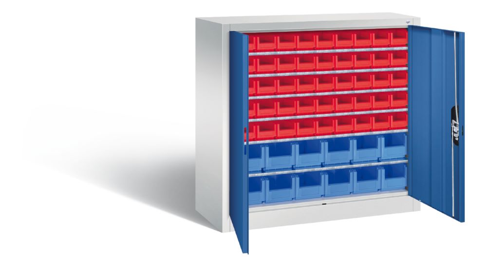 Produktbild C+P Magazinschrank 57 Lagerkästen 2 Türen in enzianblau 1000 x 420 x 1000 mm bild 2