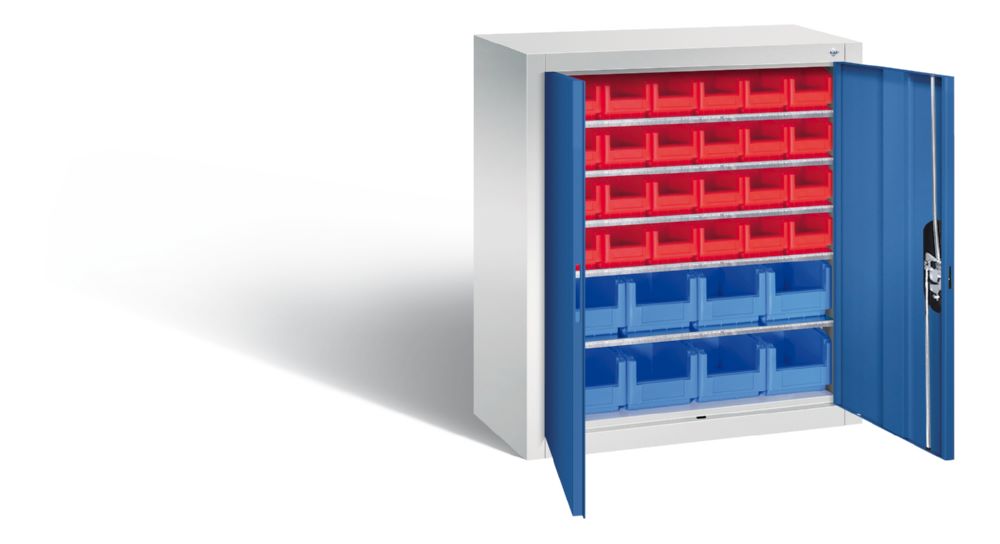 Produktbild C+P Magazinschrank mit 32 Lagerkästen 2 Türen in enzianblau 700 x 300 x 830 mm bild 2