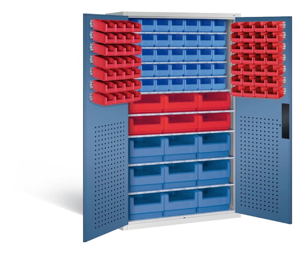 Produktbild C+P Magazinschrank mit 106 Sichtlagerkästen H 1950 mm lichtgrau fernblau bild 2
