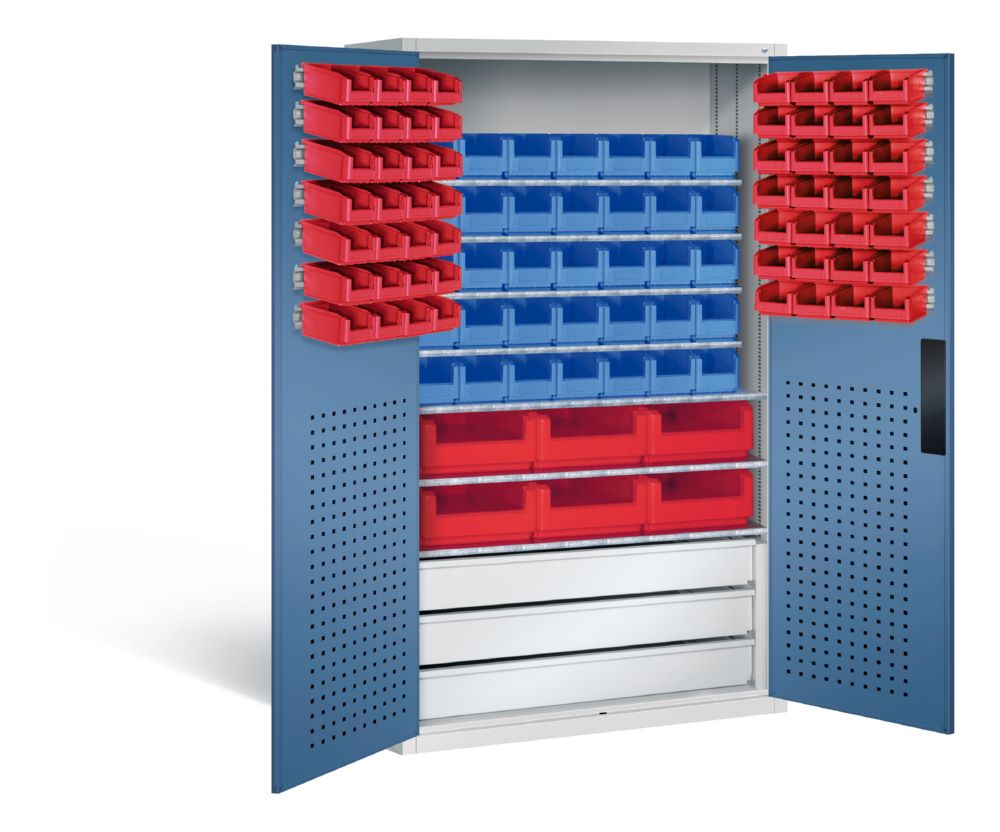 Produktbild C+P Magazinschrank mit 97 Sichtlagerkästen H 1950 mm lichtgrau fernblau bild 2