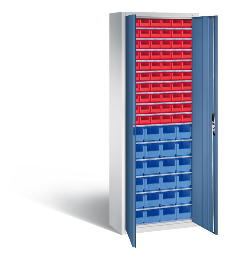 Produktbild C+P Magazinschrank mit 84 Lagerkästen Türen in fernblau 700 x 300 x 1980 mm bild 2