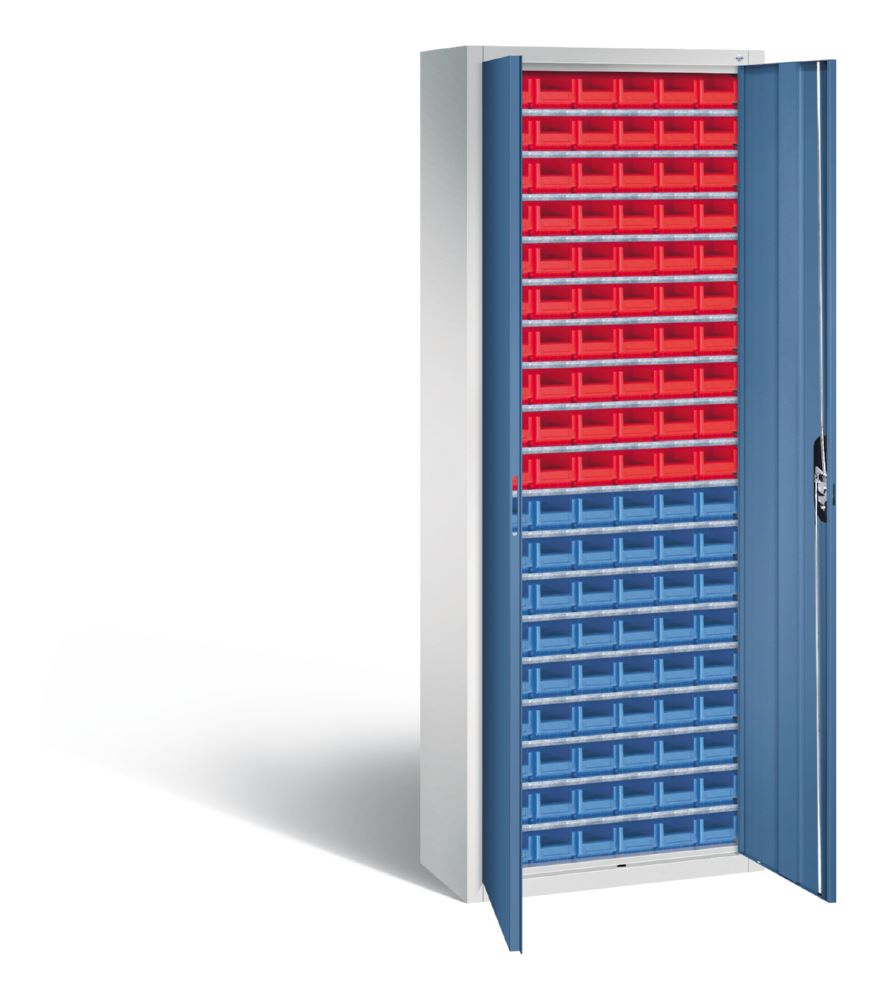 Produktbild C+P Magazinschrank aus Serie 13 mit 114 Lagerkästen fernblau 700 x 300 x 1980 mm bild 2