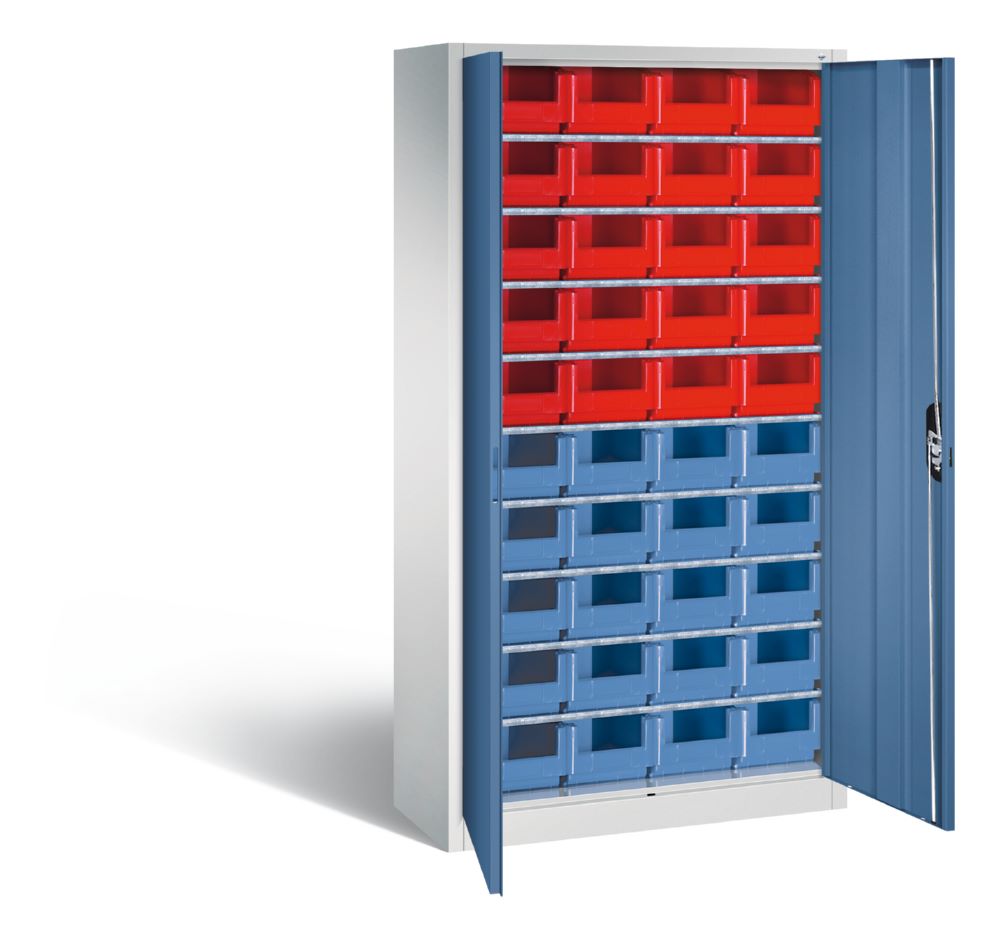 Produktbild C+P Großer Magazinschrank mit 40 Lagerkästen fernblau 1000 x 420 x 1980 mm bild 2